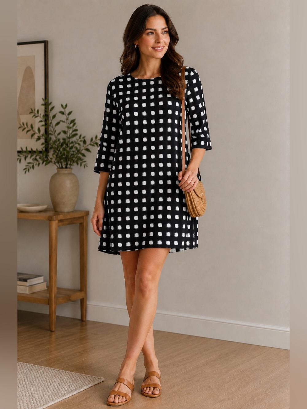 Black and White Boxy Mini Dress